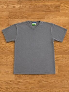W&LT by Kansai Yamamoto Men's Gray Solid V-Neck Short Sleeve T-Shirt L